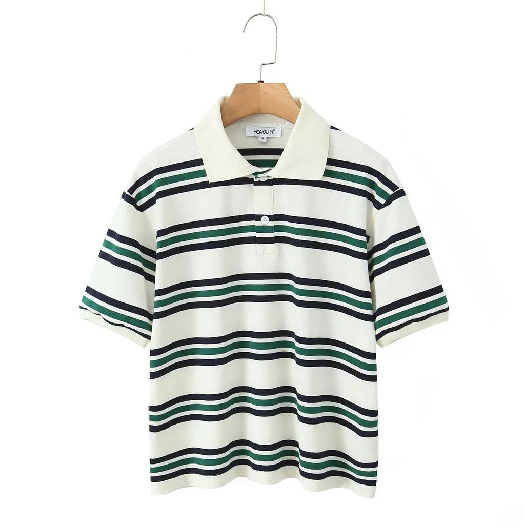 The Riviera Stripe Polo | Women's Striped Short Sleeve Polo Shirt